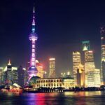 Skyline nocturno de Shangai (China)