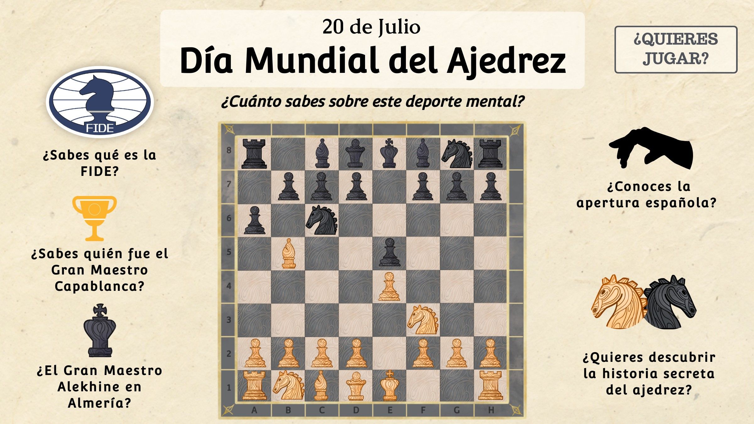 20 de julio: Día Mundial del Ajedrez  CDE Almería - Centro de  Documentación Europea - Universidad de Almería