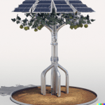 imagen de un árbol artificial con placas solares en la copa