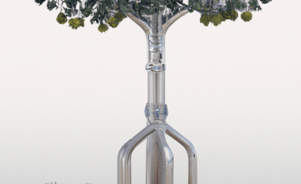 árbol artificial con placas solares en la copa