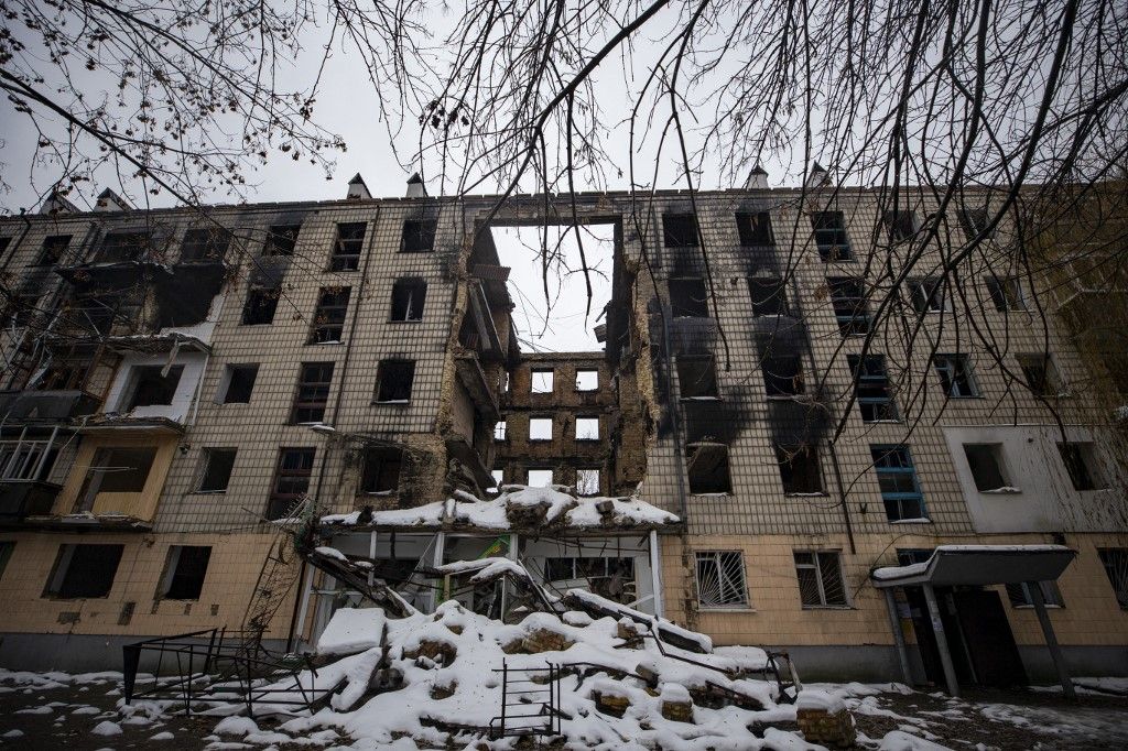 Edificio ucraniano destruido