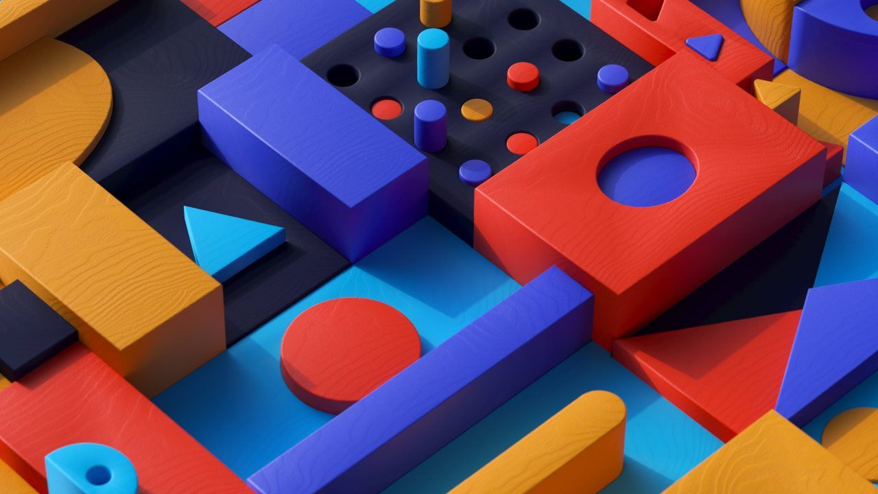 Imagen digital de piezas geométricas de colores