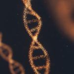moléculas de ADN formando una espiral dorada