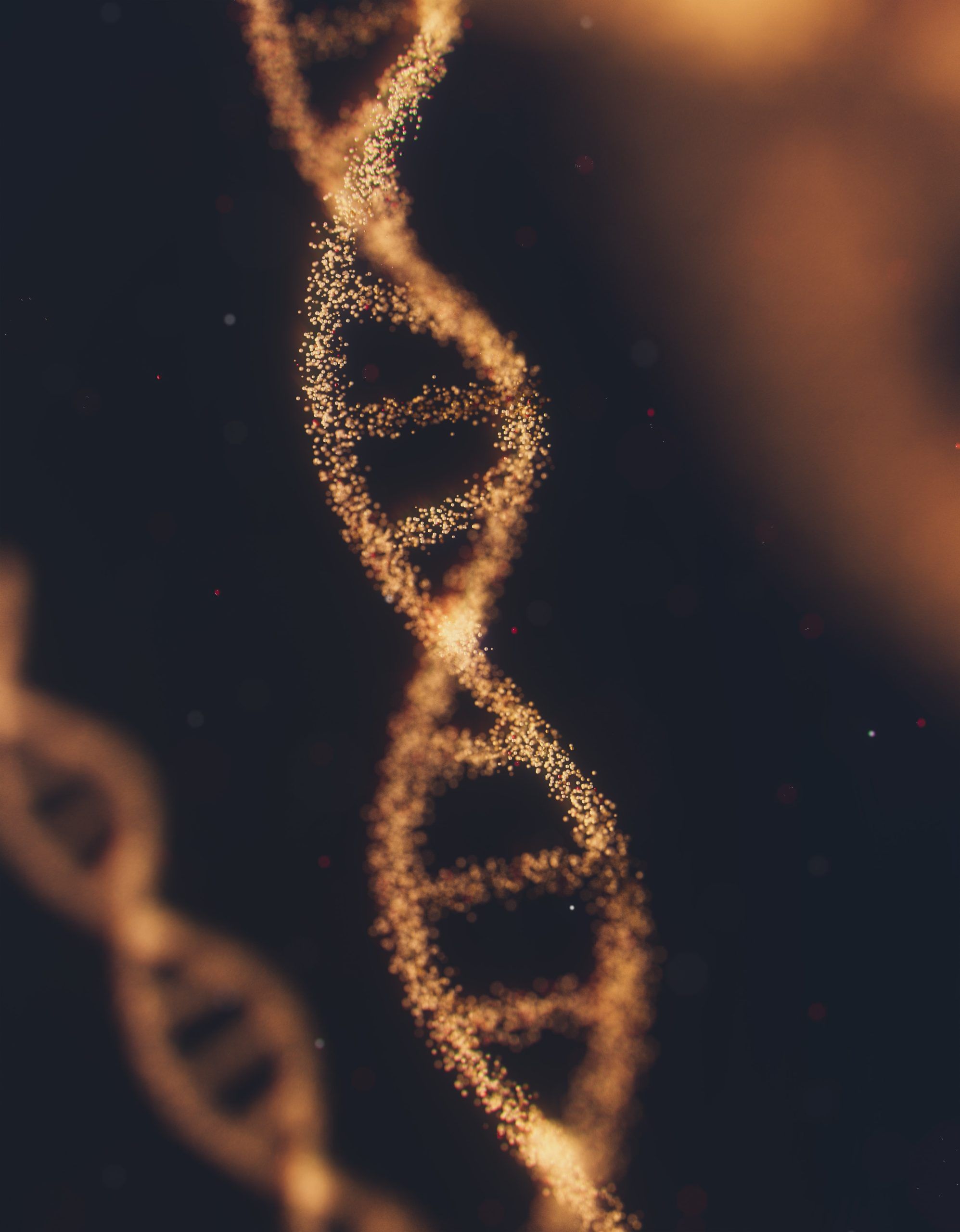 moléculas de ADN formando una espiral dorada