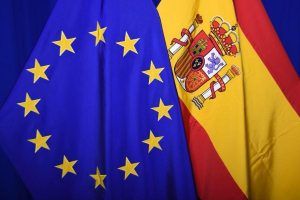 bandera unión europea y españa